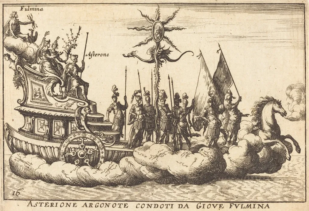 Asterione Argonote condoti da Giove Fulmina, by Balthasar Moncornet, ink, 1634