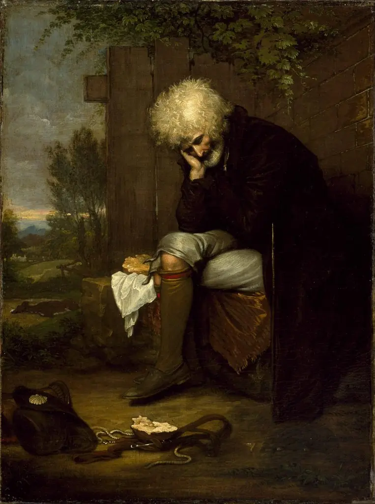 The Pilgrim Mourning His Dead Ass, by Benjamin West, oil, 1800
