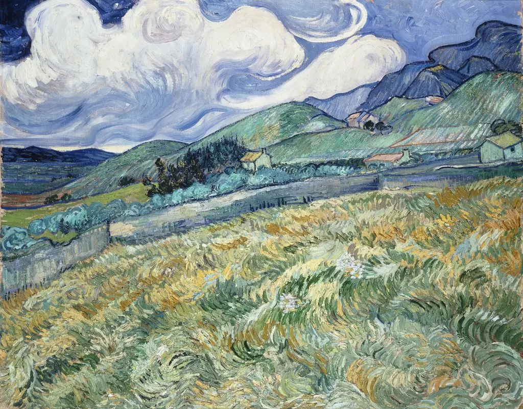 Mountainous Landscape Behind Saint-Paul Hospital, by Vincent van Gogh, oil