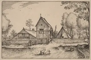 Large Walled Farm, by Claes Jansz Visscher, ink, 1619