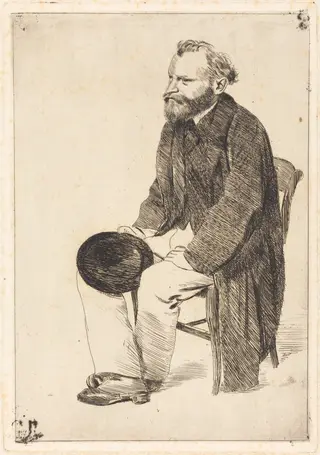Manet Seated, Turned to the Left (Manet assis, tourné à gauche), by Edgar Degas, ink, 1861