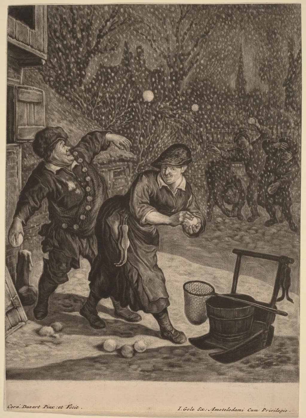 March, by Cornelis Dusart, ink, 1685