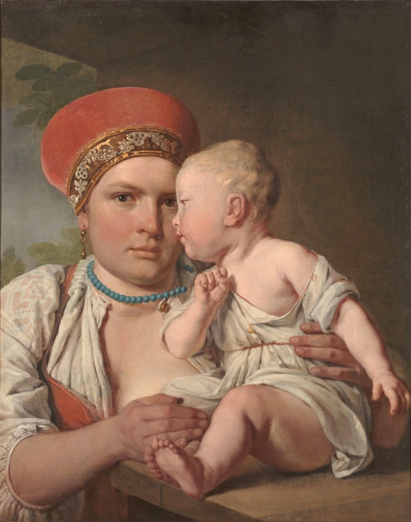 Кормилица с ребёнком, detail