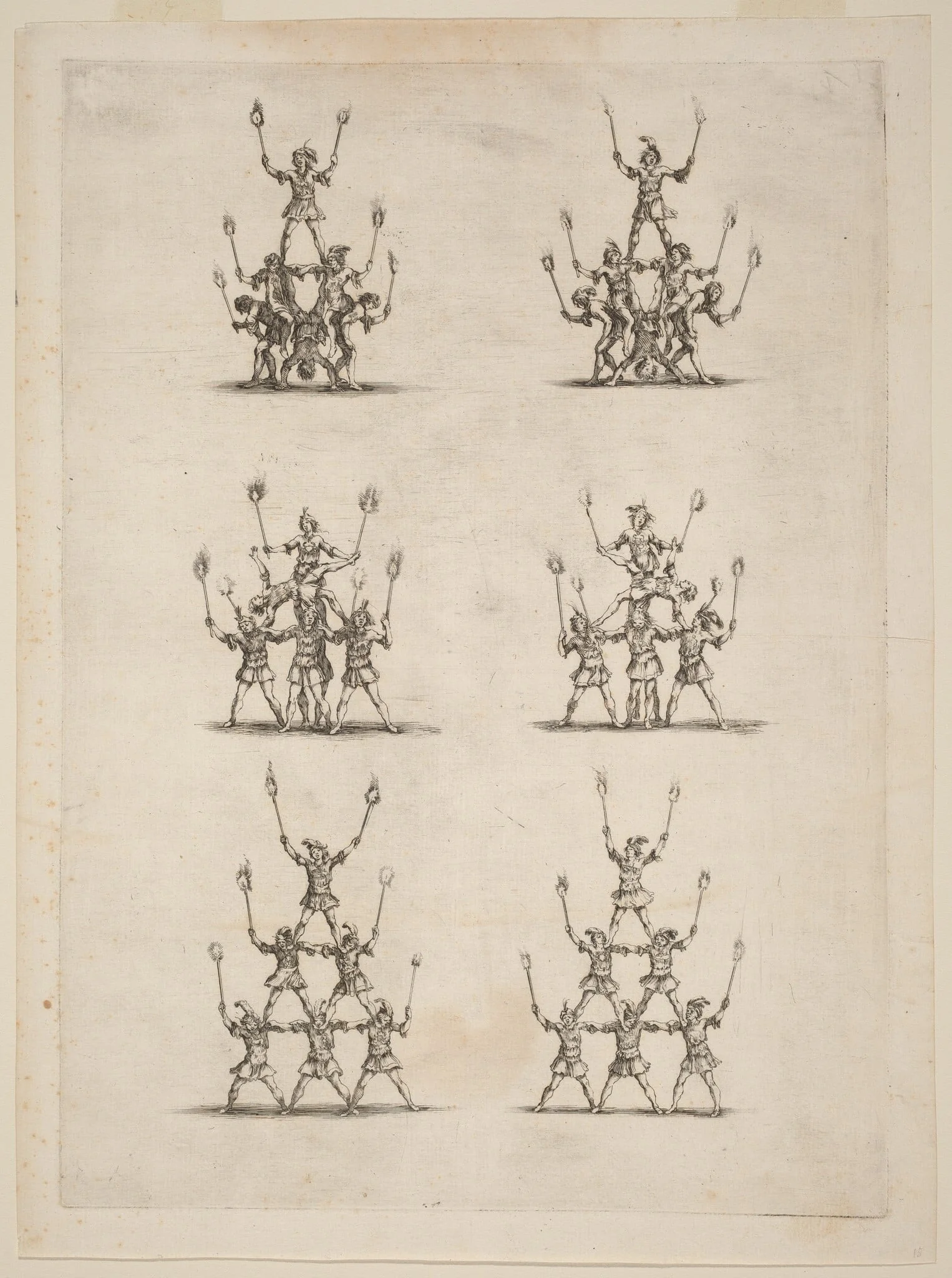 Thirty-Six Jugglers Standing in Pyramids, detail