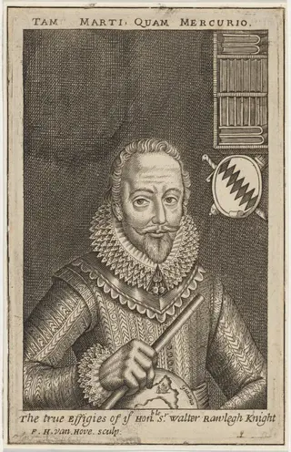 Sir Walter Raleigh, by Frederik Hendrik van den Hove, ink, 1663