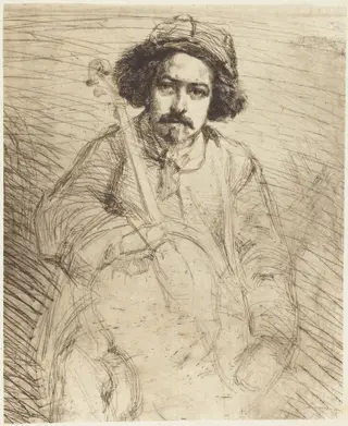 Becquet, by James McNeill Whistler, ink, 1859