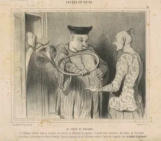 La leçon de musique, by Honoré Daumier, ink, 1844
