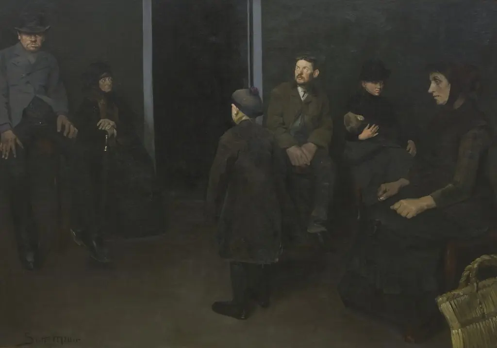The Poor: The Waiting Room of Death, by Harald Slott-Møller, oil, 1894