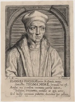 John Fisher, Bishop of Rochester, by Frans van den Wyngaerde, ink, 1646