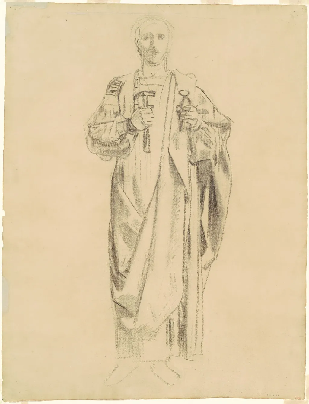 Study for "Dogma of the Redemption: Frieze of Angels" [recto], by John Singer Sargent, charcoal, 1899