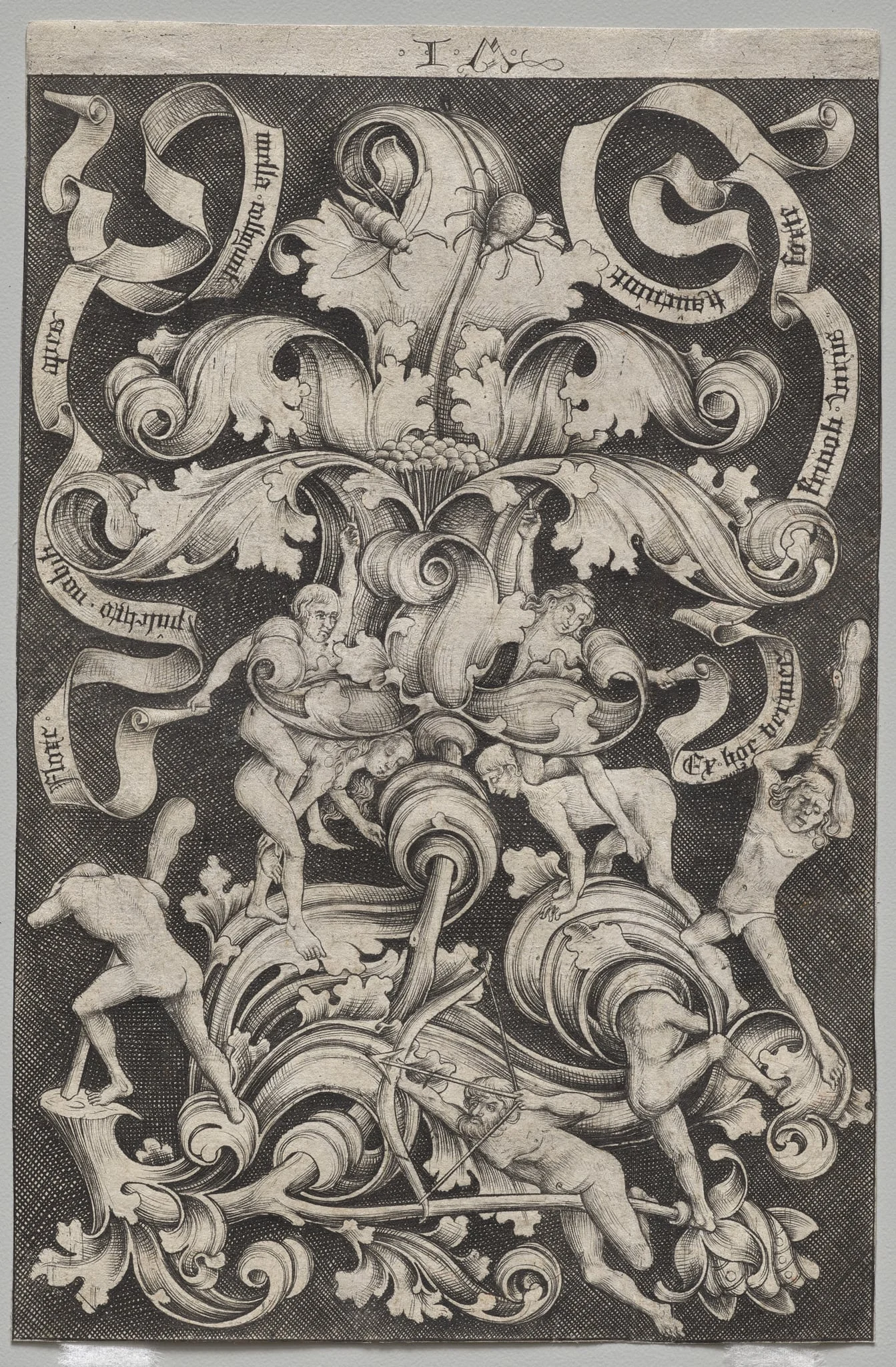 Upright Ornament with Eight Naked Men, detail