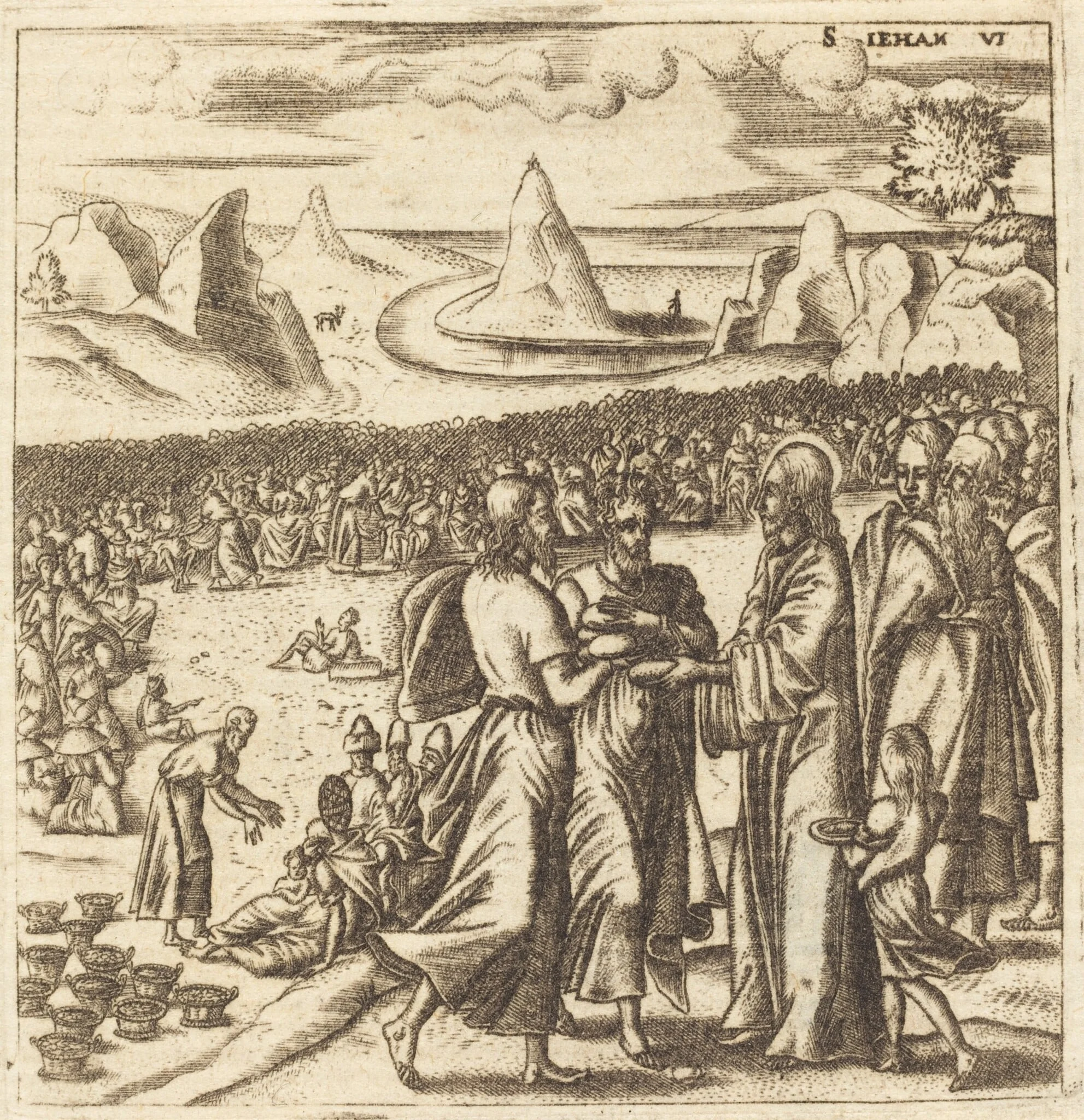 The Miracle of the Loaves and the Fishes, detail