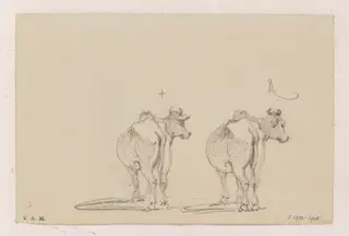 Two studies of a cow seen from behind, by George Chinnery, 19