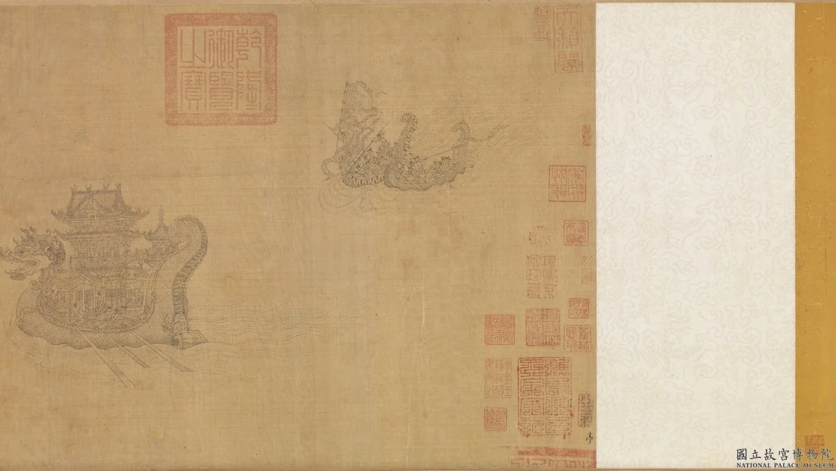 元王振鵬龍舟圖 卷, detail