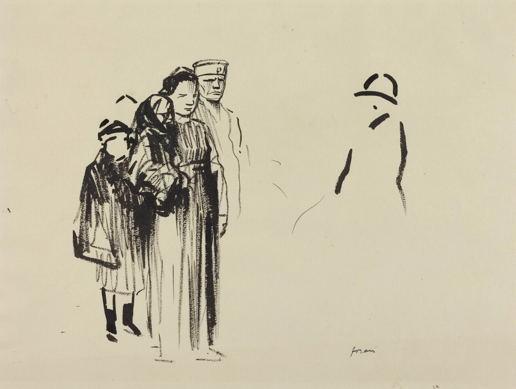Woman and Two Children with German Soldiers, detail