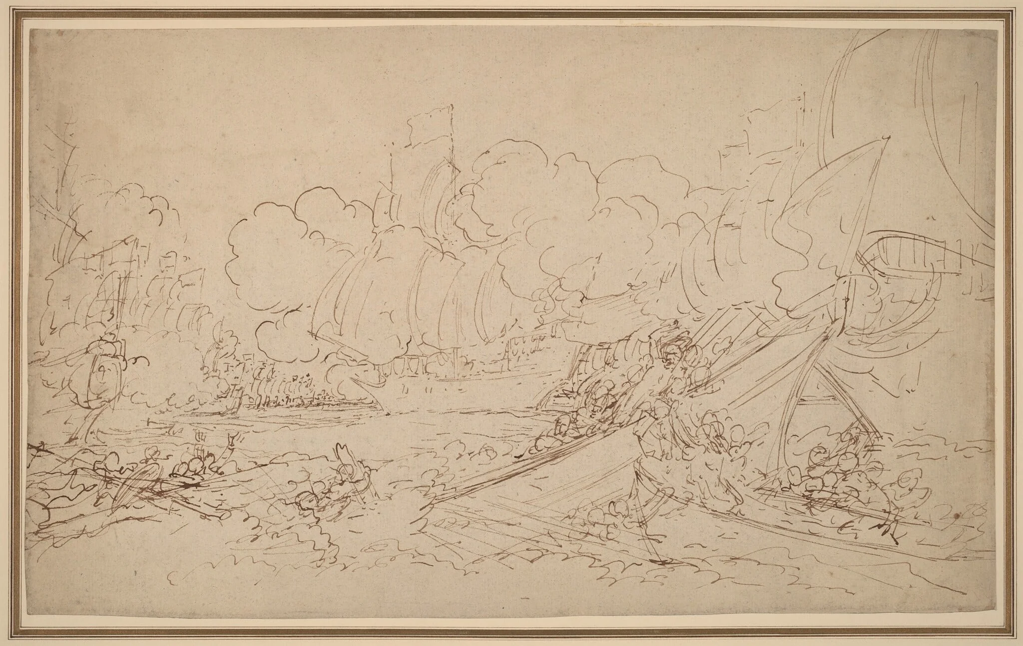 Study for The Battle of La Hogue [recto], detail