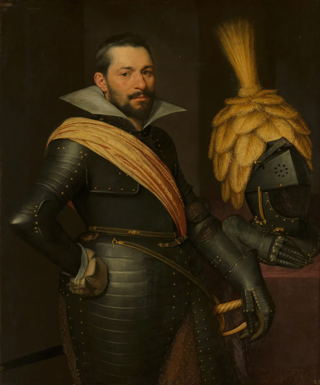 Portrait of an officer, possibly Gaspard de Coligny (1584-1646), by Jan van Ravesteyn, oil, 1611