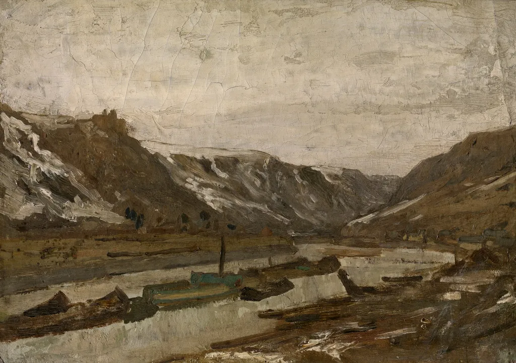 Barges in Dinant, by Félicien Rops, unspecified, 1875
