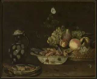 Still life with a herring, by Alexander Adriaenssen, oil, 1634