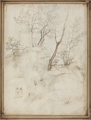 Two Friars on a Hillside [recto], by Fra Bartolommeo, ink, 1494