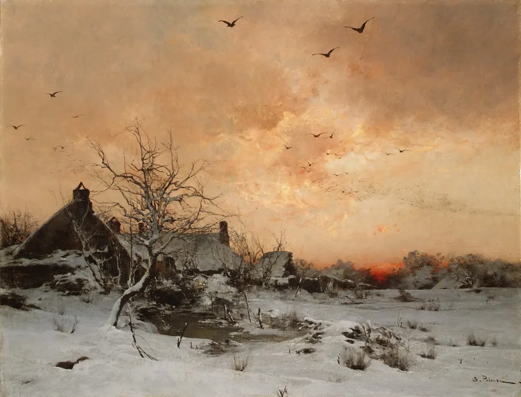 January: Cernay, near Rambouillet, by Léon Germain Pelouse, oil, 1874