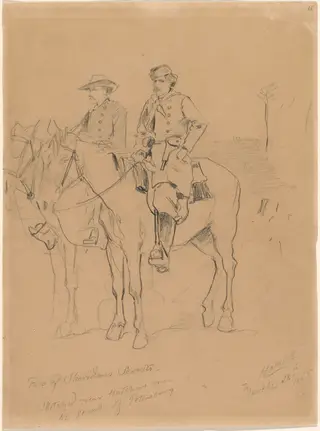 Two Scouts, by Winslow Homer, graphite, 1865