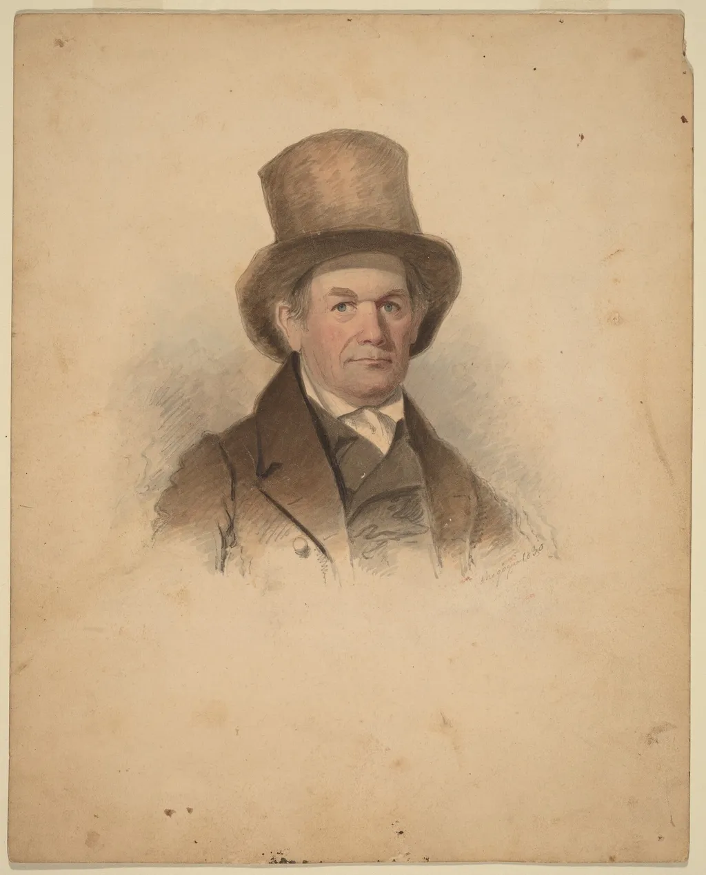 Portrait of a Gentleman, by James Hamilton Shegogue, graphite, 1830