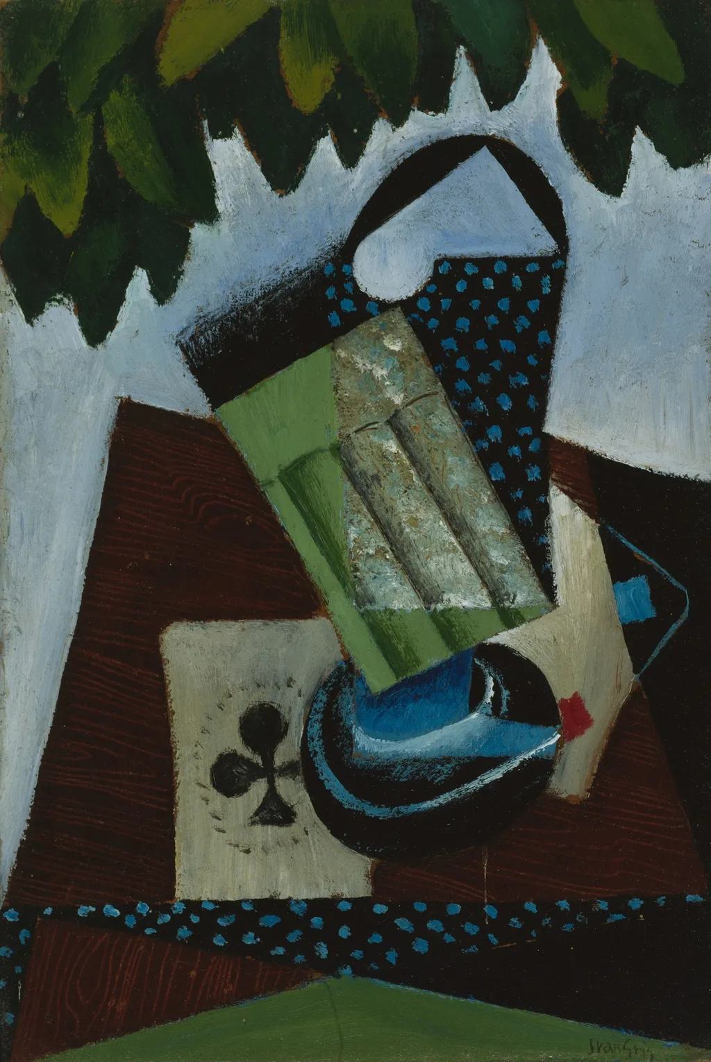 Glass and Playing Cards, by Juan Gris, oil, 1915