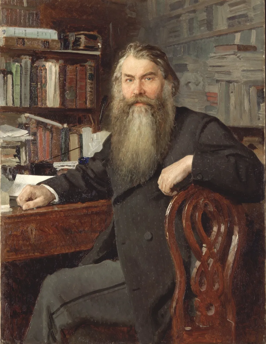 Portrait of the historian and archaeologist Ivan Egorovich Zabelin, by Ilya Repin, oil, 1889