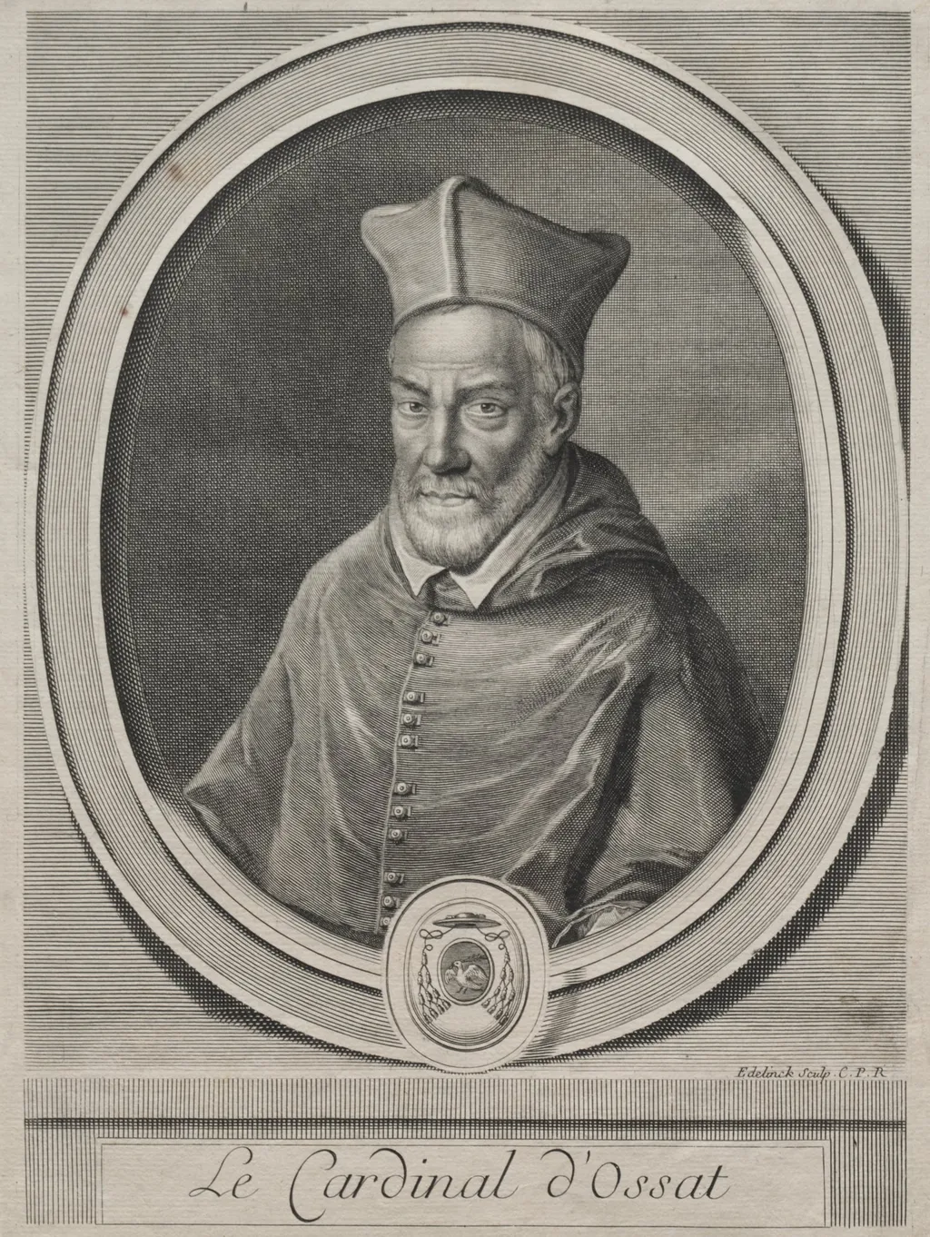 Cardinal Arnaud d'Ossat, by Gerard Edelinck, 1681