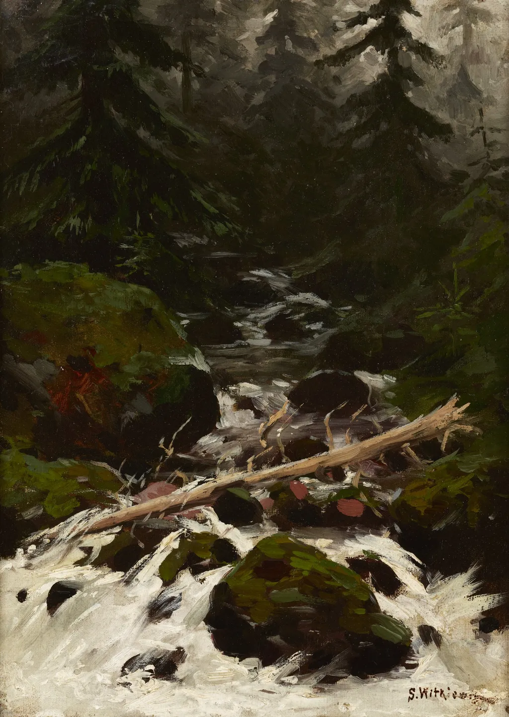 Stream in the Forest, by Stanisław Witkiewicz, oil, 1898
