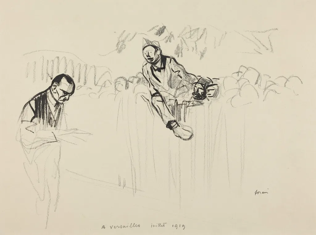 A Versailles juillet 1919, by Jean-Louis Forain, ink, 1919