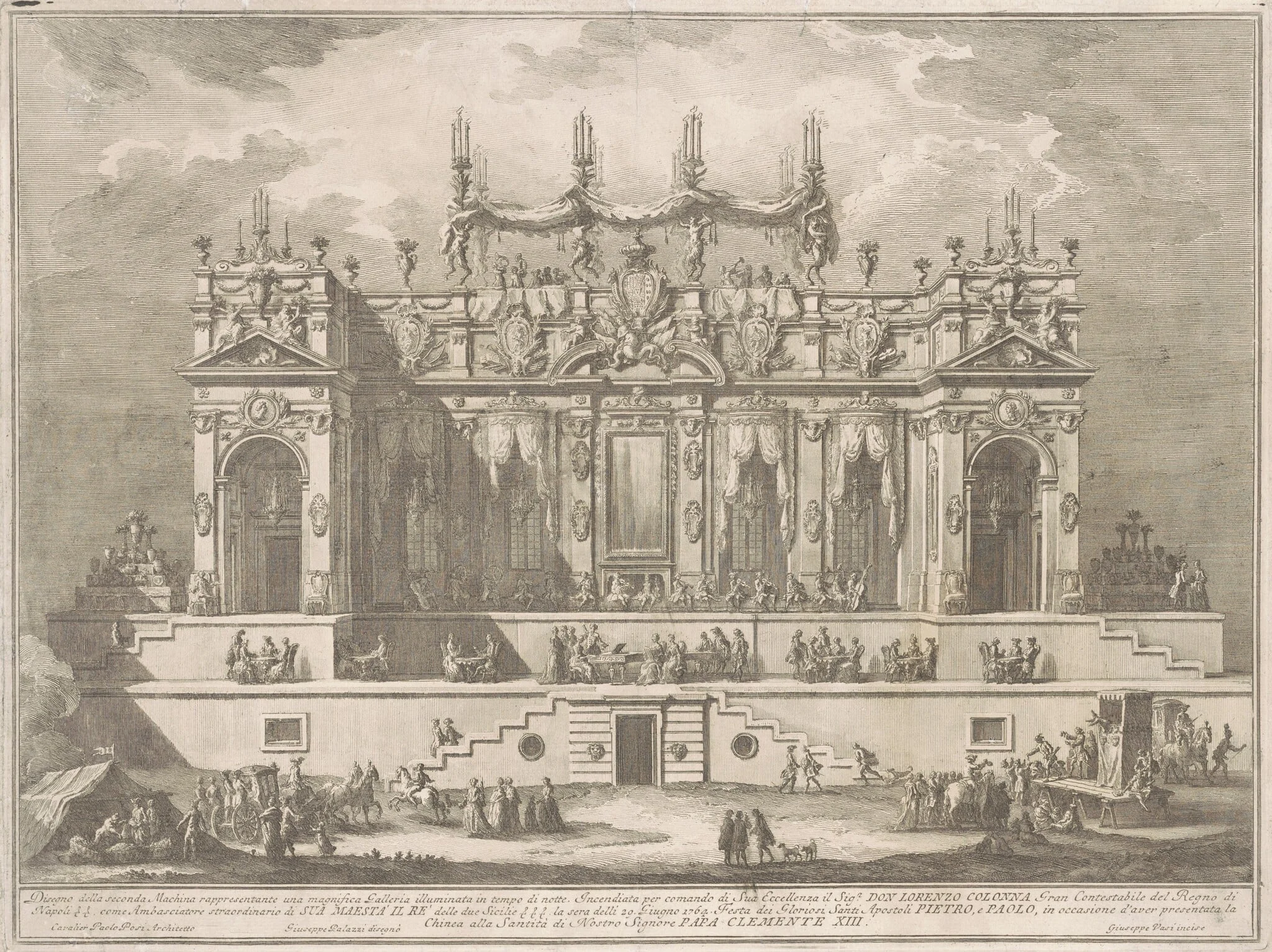 The Seconda Macchina for the Chinea of 1764: A Magnificent Gallery Illuminated at Night, detail