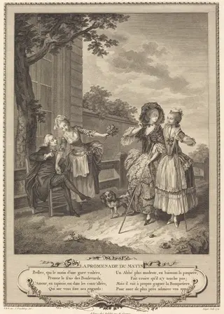 La promenade du matin, by Charles Louis Lingée, ink, 1774