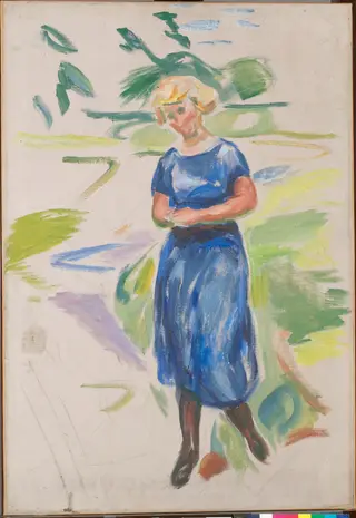 Woman in a Blue Dress, by Edvard Munch, oil, 1924