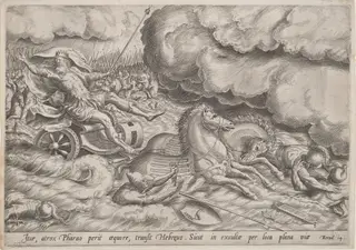 The Crossing of the Red Sea, by Johan Wierix, ink, 1585