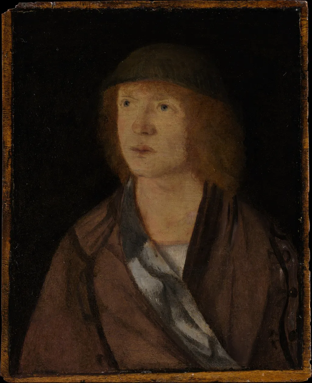 Portrait of a Young Man; (reverse) Girl Making a Garland, by Hans von Kulmbach, oil, 1508