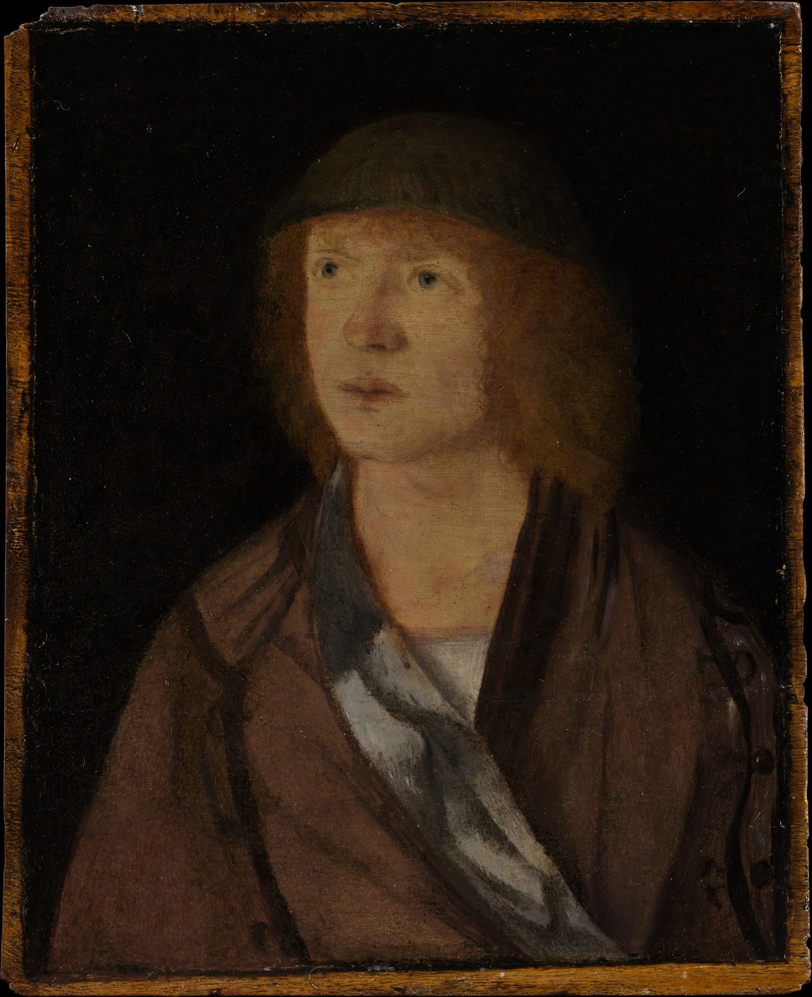 Portrait of a Young Man; (reverse) Girl Making a Garland, detail