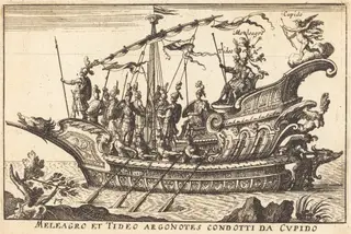 Meleagro et Tideo Argonotes condotti da Cupido, by Balthasar Moncornet, ink, 1634