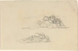 Two Groups of Huddled Figures, by John Flaxman, graphite, 1790