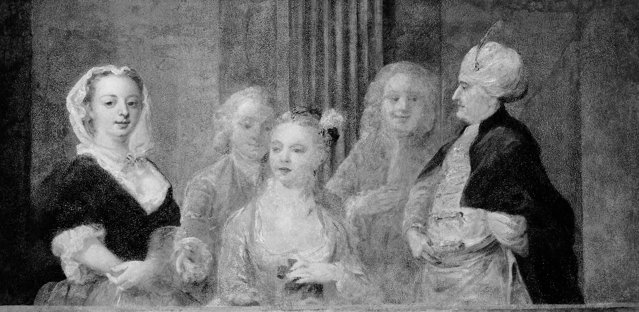 Fashionable Figures, with a Man in Turkish Costume, detail