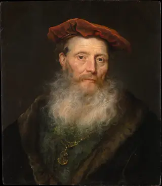 Bearded Man with a Velvet Cap, by Govert Flinck, oil, 1645