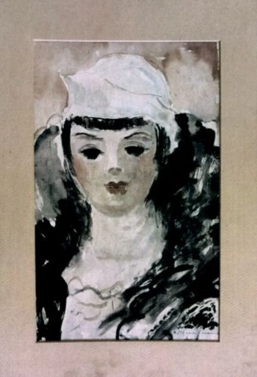 Portret de tânără cu beretă „bob”, detail