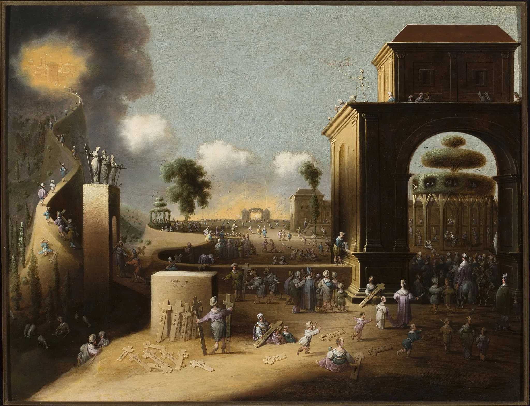 Narrow road of virtue and wide road of sin (Matthew 7:13-14), detail
