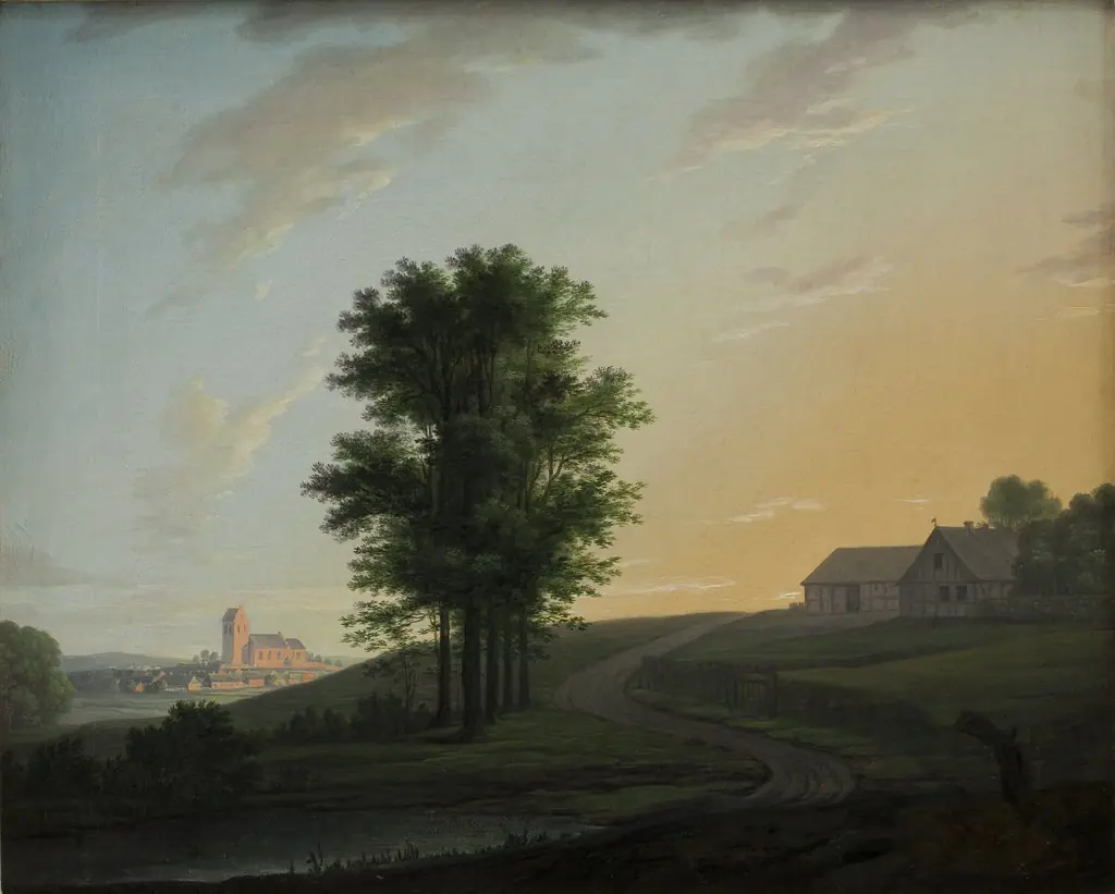 Evening Landscape near Gentofte, North of Copenhagen, by Eric Paulsen, oil, 1789