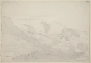 The Sabine Hills and Rocca Santo Stefano Seen from Civitella, by Ludwig Richter, graphite, 1824
