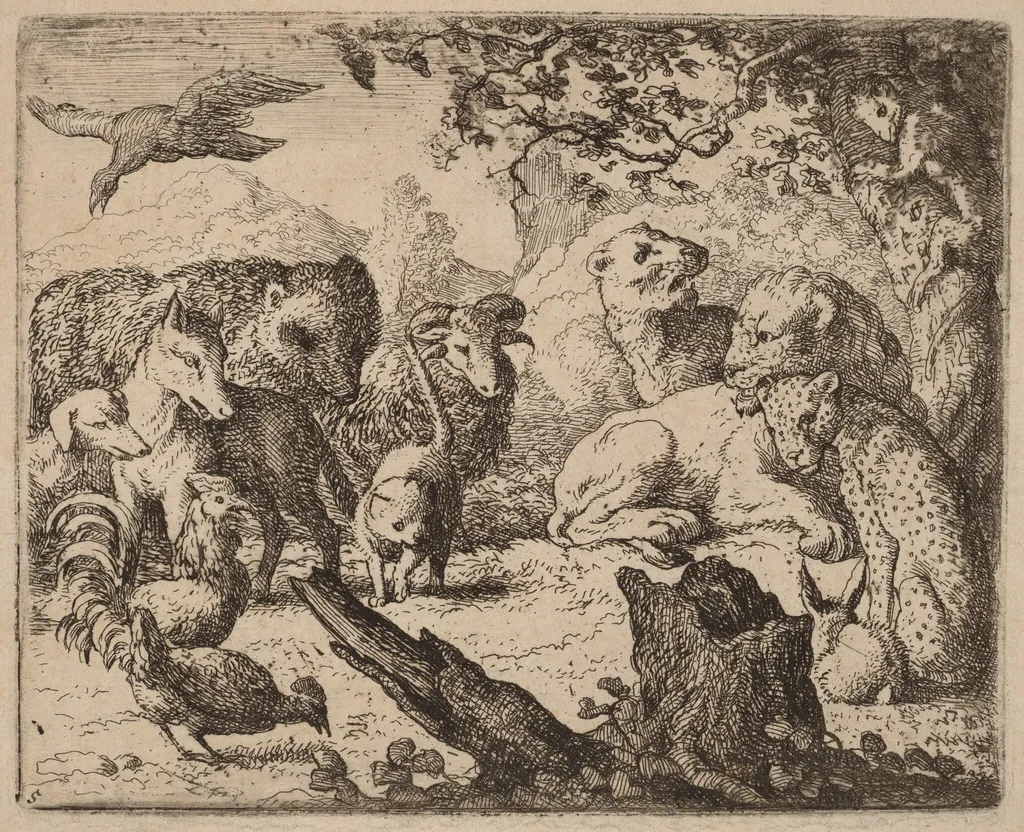 The Lion Announces a Peace, by Allart van Everdingen, ink, 1650