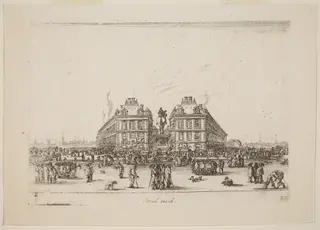 Place Dauphine, by Stefano Della Bella, ink, 1642