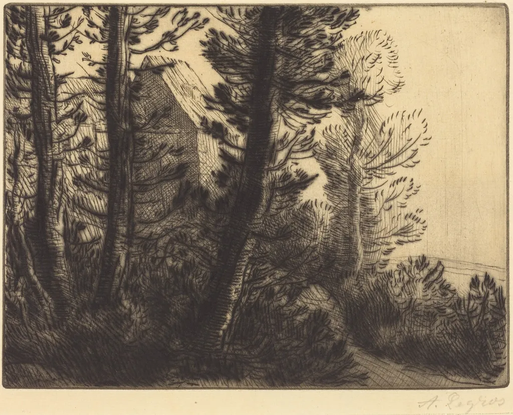 Guardhouse (La maison du garde), by Alphonse Legros, ink, 1874