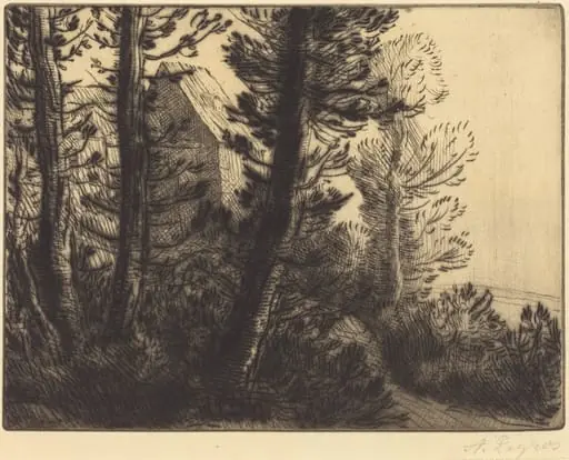 Guardhouse (La maison du garde), by Alphonse Legros, ink, 1874